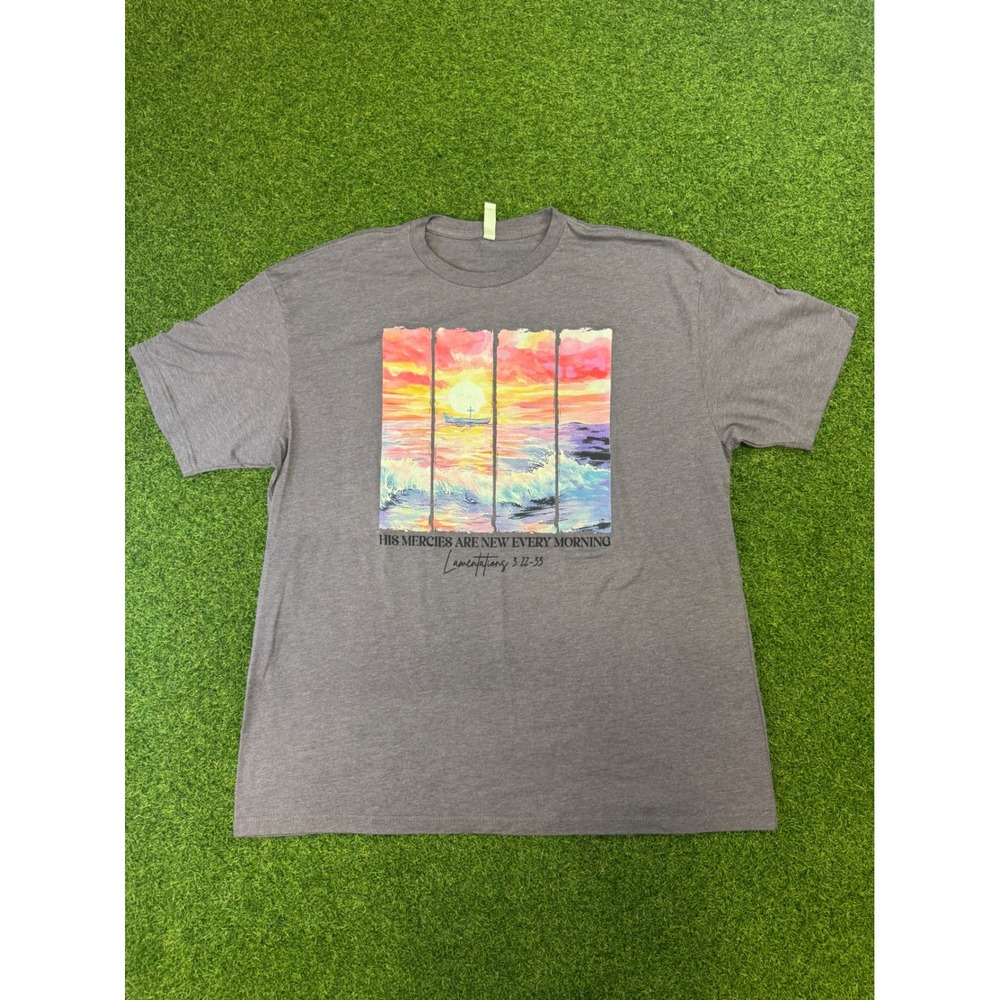 Love in‎ Faith Mens 2X His Mercies Are New Every Morning Sunset Graphic T-Shirt